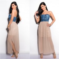 Robe bustier taupe jeans