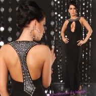 Robe longue noire bijoux