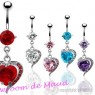 Piercing nombril coeur de strass