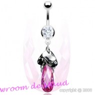 Piercing nombril goutte rose