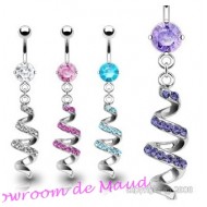 Piercing spirale strass nombril